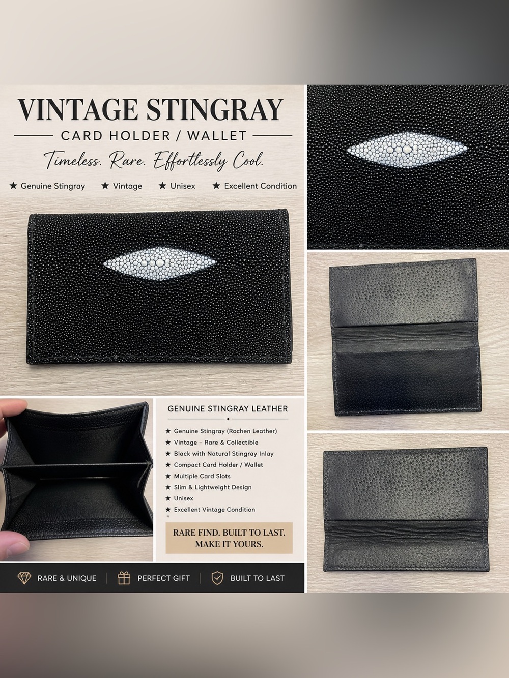 Vintage Stingray Leather Wallet Originally for a Checkbook